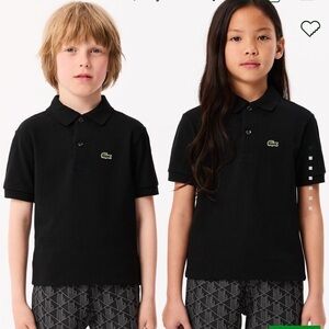 Lacoste Boys Polo Shirt Black Size 5 Short Sleeve Embroidered Logo Casual